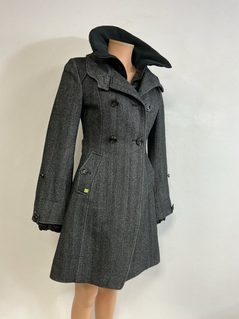 Soia & Kyo Gray Wool Herringbone Coat Down Lining Womens Xs — image 5 of 8